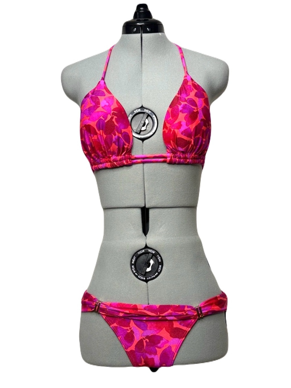 ViX Paula Hermanny Eva Bikini Set D Cup Top XS Bottom Pink Floral